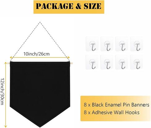 8PCS Canvas Banner Blank, White Canvas Banners with Wooden Dowel, Enamel Pin Wall Display Banner for Enamel Pins Lapels Badges Buttons Patches Collection, 26 x 30cm in Kuwait