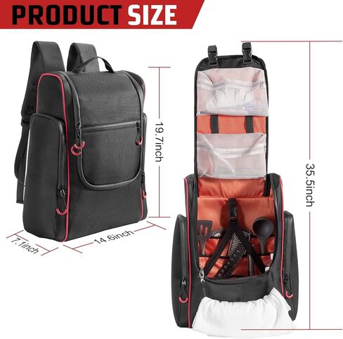 Large Camp Kitchen Organizer - Hanging Camp Utensil Storage Bag with Paper Towel Holder, Multi-Pockets & Zippered Compartments - Portable Outdoor Cookware Bag for BBQ, RV, Hiking & Travel in Saudi Arabia