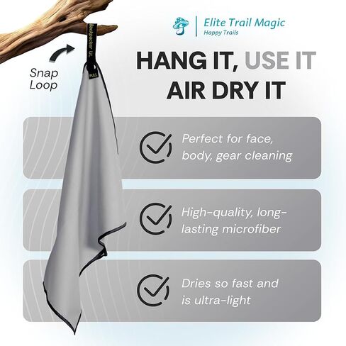 Backpacking Ultralight Quick Dry Microfiber Soft Fast Drying Hand and Face Towel Wash Cloth Camping Yoga Hiking Active Lifestyle Small (Gray, Small) in Kuwait
