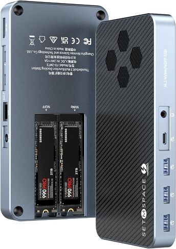 10 in 1 Docking Station with Thunderbolt 3 Port, 2X USB 3.1 Gen1, 2X USB 3.1 Gen2, PD 60W, 8K@60Hz DP, 3.5 Audio/Mic, Ethernet, 120W DC in, NVMe and SATA M.2 SSD Enclosure in Saudi Arabia