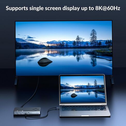 10 in 1 Docking Station with Thunderbolt 3 Port, 2X USB 3.1 Gen1, 2X USB 3.1 Gen2, PD 60W, 8K@60Hz DP, 3.5 Audio/Mic, Ethernet, 120W DC in, NVMe and SATA M.2 SSD Enclosure in Saudi Arabia