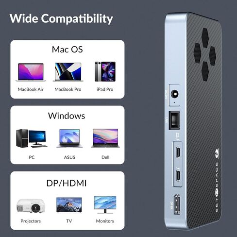 10 in 1 Docking Station with Thunderbolt 3 Port, 2X USB 3.1 Gen1, 2X USB 3.1 Gen2, PD 60W, 8K@60Hz DP, 3.5 Audio/Mic, Ethernet, 120W DC in, NVMe and SATA M.2 SSD Enclosure in Saudi Arabia