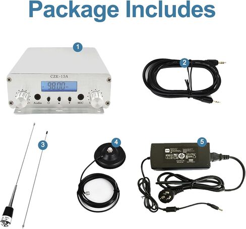15W FM Transmitter, Long Range FM Broadcast Transmitter for Churches, Cars, Shopping Malls, Lecture Halls, Private Radio Stations with 3.5mm Mic Jack (15W) in Kuwait