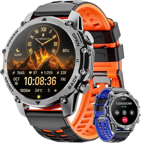 Hwagol Smart Watches for Men (Call/Notification),1.52''HD Military Smart Watch with Heart Rate/Sleep Monitor/Pedometer for Android and iOS,DIY Design Fitness Tracker,1 Pack with 2-Piece Look Set in Saudi Arabia