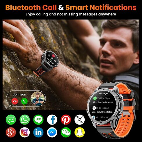 Hwagol Smart Watches for Men (Call/Notification),1.52''HD Military Smart Watch with Heart Rate/Sleep Monitor/Pedometer for Android and iOS,DIY Design Fitness Tracker,1 Pack with 2-Piece Look Set in Saudi Arabia
