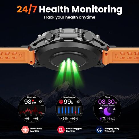 Hwagol Smart Watches for Men (Call/Notification),1.52''HD Military Smart Watch with Heart Rate/Sleep Monitor/Pedometer for Android and iOS,DIY Design Fitness Tracker,1 Pack with 2-Piece Look Set in Saudi Arabia