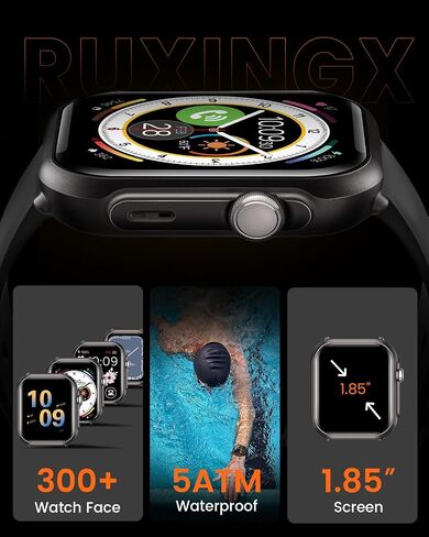 Watch Smart for Men for iPhone & Android: 100 يوم+عمر البطارية ، الساعة الذكية (الإجابة/إجراء مكالمات) مع شاشة معدل ضربات القلب SPO2 ، مقاوم للماء 5ATM ، مع 120+رياضة ، RELOJ Inteligente Black in Kuwait