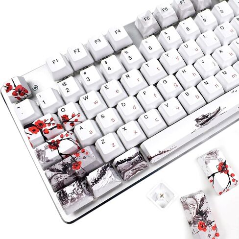 مجموعة MOLGRIA Keycaps 110 للوحة المفاتيح الميكانيكية بالحجم الكامل، أغطية مفاتيح ملف تعريف PBT OEM مخصصة الخط الياباني مع أداة سحب غطاء المفاتيح لـ Cherry MX 104/87/71/61 60 بالمائة لوحة المفاتيح (زهر البرقوق) in Saudi Arabia
