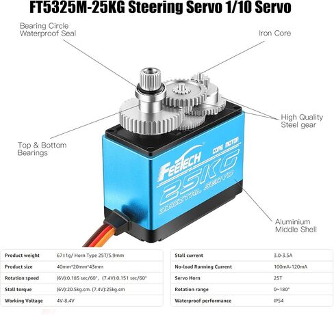 35KG Servo Motor 7.4V High Voltage Waterproof High Torque RC Servo Full Metal Gear Digital Servo, Aluminium Case, Control Angle 180° for 1/8 1/10 RC Cars, TRAXXS x4, Baja, RC4WD, GTR and More in Kuwait