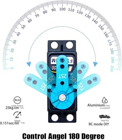35KG Servo Motor 7.4V High Voltage Waterproof High Torque RC Servo Full Metal Gear Digital Servo, Aluminium Case, Control Angle 180° for 1/8 1/10 RC Cars, TRAXXS x4, Baja, RC4WD, GTR and More in Kuwait