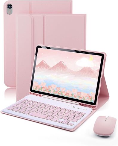 Keyboard Case for iPad mini 5 & Mini 4 7.9 inch - with Mouse and Magnetically Keyboard, Case with Pencil Holder for iPad mini 5th / 4th Generation, Auto Sleep/Wake, Pink in Saudi Arabia