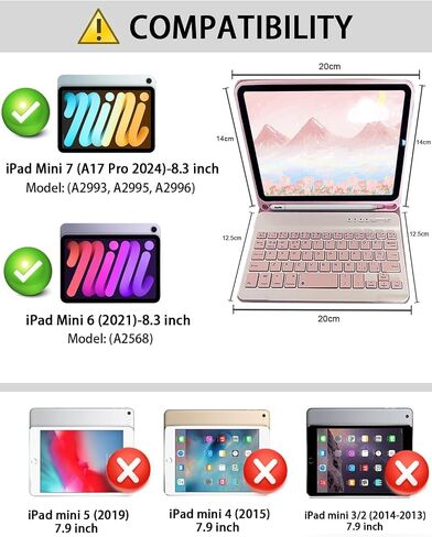 Keyboard Case for iPad mini 5 & Mini 4 7.9 inch - with Mouse and Magnetically Keyboard, Case with Pencil Holder for iPad mini 5th / 4th Generation, Auto Sleep/Wake, Pink in Saudi Arabia