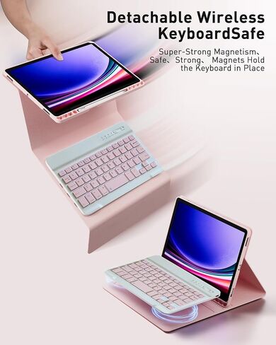 Keyboard Case for iPad mini 5 & Mini 4 7.9 inch - with Mouse and Magnetically Keyboard, Case with Pencil Holder for iPad mini 5th / 4th Generation, Auto Sleep/Wake, Pink in Saudi Arabia