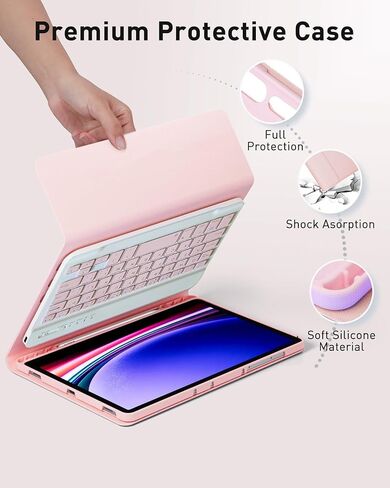 Keyboard Case for iPad mini 5 & Mini 4 7.9 inch - with Mouse and Magnetically Keyboard, Case with Pencil Holder for iPad mini 5th / 4th Generation, Auto Sleep/Wake, Pink in Saudi Arabia