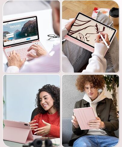 Keyboard Case for iPad mini 5 & Mini 4 7.9 inch - with Mouse and Magnetically Keyboard, Case with Pencil Holder for iPad mini 5th / 4th Generation, Auto Sleep/Wake, Pink in Saudi Arabia