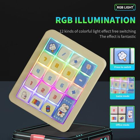 Adventurers K812 Wired Mechanical Numeric Keypad, 19-Key Hot-Swappable RGB Numpad, Macro Programmable, Detachable Type-C Cable, Game/Office Mode Switch – for PC/Laptop/Desktop (Cream White) in Kuwait