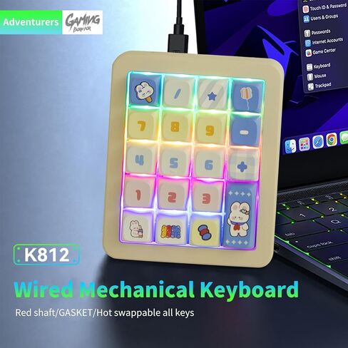 Adventurers K812 Wired Mechanical Numeric Keypad, 19-Key Hot-Swappable RGB Numpad, Macro Programmable, Detachable Type-C Cable, Game/Office Mode Switch – for PC/Laptop/Desktop (Cream White) in Kuwait