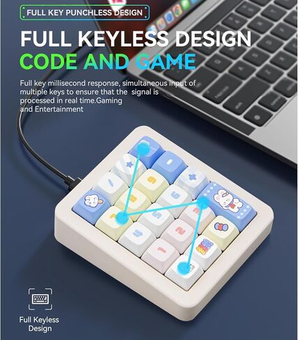 Adventurers K812 Wired Mechanical Numeric Keypad, 19-Key Hot-Swappable RGB Numpad, Macro Programmable, Detachable Type-C Cable, Game/Office Mode Switch – for PC/Laptop/Desktop (Cream White) in Kuwait