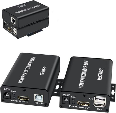 Zunate 2PCS USB HDMI KVM Extender, 1080P Ethernet Cable-Signal Extension Up to 120m,Cat6 to HDMI Receiver, USB Keyboard Mouse Support(#3) in Kuwait