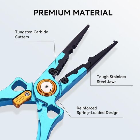 Fishing Pliers Saltwater, Split Ring Pliers Hook Remover with Safety Lock, Fishing Gear with Sheath and Lanyard, Fishing Gifts for Men in Kuwait