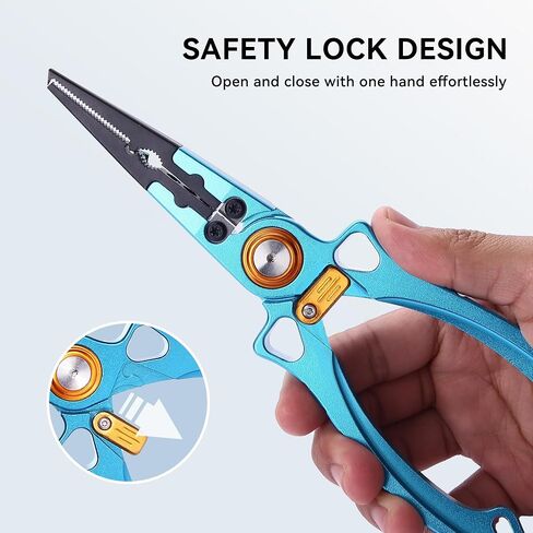 Fishing Pliers Saltwater, Split Ring Pliers Hook Remover with Safety Lock, Fishing Gear with Sheath and Lanyard, Fishing Gifts for Men in Kuwait