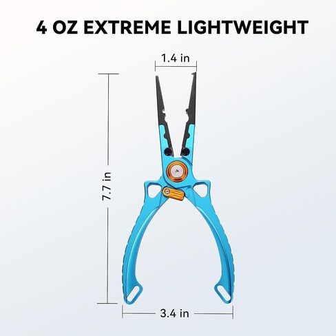 Fishing Pliers Saltwater, Split Ring Pliers Hook Remover with Safety Lock, Fishing Gear with Sheath and Lanyard, Fishing Gifts for Men in Kuwait
