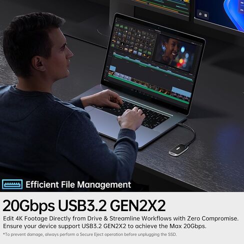 SSK 2TB SSD External Hard Drive, Portable SSD Drive up to 2000 MB/s, USB 3.2 Gen2X2 External Solid State Drives for iPhone 15/16 PRO、Mac、Phone OTG、Laptops with LED Indicator in Saudi Arabia