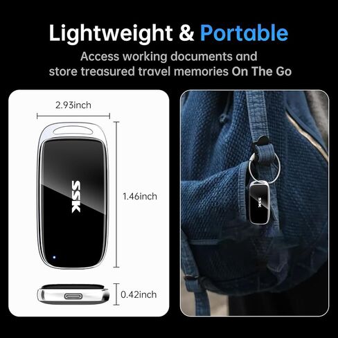 SSK 2TB SSD External Hard Drive, Portable SSD Drive up to 2000 MB/s, USB 3.2 Gen2X2 External Solid State Drives for iPhone 15/16 PRO、Mac、Phone OTG、Laptops with LED Indicator in Saudi Arabia