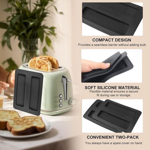 2Pack Silicone Toaster Cover,Heat Resistant Bread Machine Cover Toaster Lid Bread Maker Top Cover,Toaster Appliances Top Cover Bread Maker Dust Cover Sandwich Machine Part Accessories for Clean(Black) in Saudi Arabia