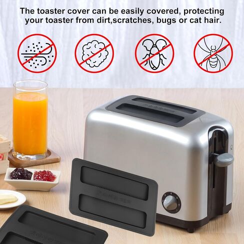 2Pack Silicone Toaster Cover,Heat Resistant Bread Machine Cover Toaster Lid Bread Maker Top Cover,Toaster Appliances Top Cover Bread Maker Dust Cover Sandwich Machine Part Accessories for Clean(Black) in Saudi Arabia