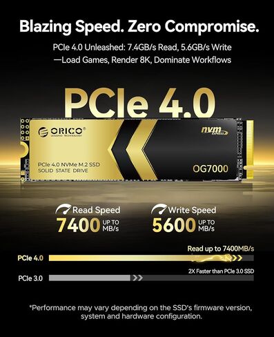 ORICO OG7000 2TB PCIE Gen4 NVME SSD ، تصل إلى 7400 ميجابايت/ثانية ، وحدة تحكم 8 قنوات ، حل حراري للجرافين ، مثالي لتحرير الفيديو 4K ، التقديم ثلاثي الأبعاد ، إنشاء المحتوى ، متوافق مع PS5 والكمبيوتر الشخصي in Saudi Arabia