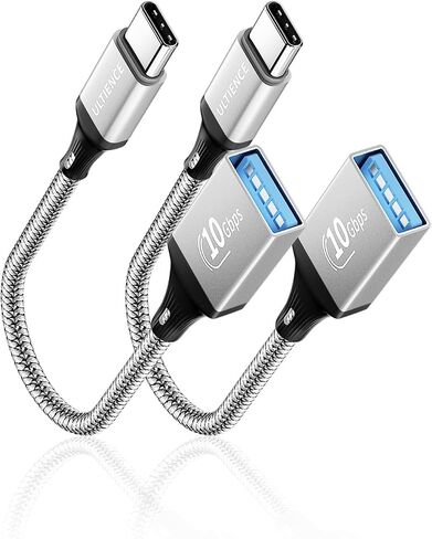 حزمة USB C إلى USB 3.0 محول 2 ، 10 جيجابت في الثانية SuperSpeed ​​- Thunderbolt3 OTG Cable متوافق مع MacBook Pro/Air ، iPhone 16 15 Pro Max ، Samsung S24/S23/S22 (0.59ft ، Silver) in Kuwait