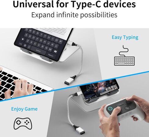 حزمة USB C إلى USB 3.0 محول 2 ، 10 جيجابت في الثانية SuperSpeed ​​- Thunderbolt3 OTG Cable متوافق مع MacBook Pro/Air ، iPhone 16 15 Pro Max ، Samsung S24/S23/S22 (0.59ft ، Silver) in Kuwait