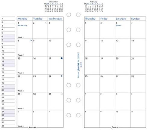 Filofax Calendar Diary Refill, Personal/Compact Size, Month-to-View, White Paper, English, 2024 (C68410-24) in Saudi Arabia