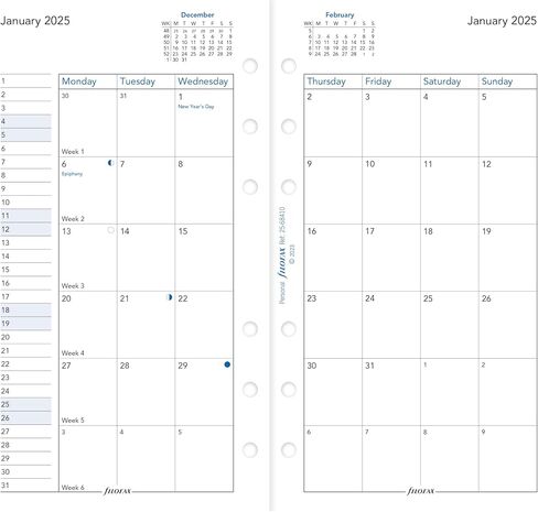 Filofax Calendar Diary Refill, Personal/Compact Size, Month-to-View, White Paper, English, 2024 (C68410-24) in Saudi Arabia