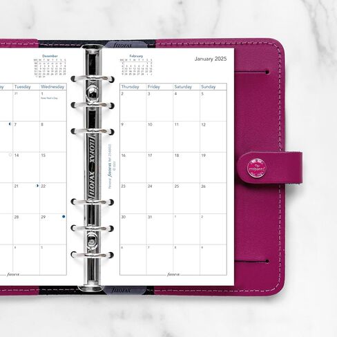 Filofax Calendar Diary Refill, Personal/Compact Size, Month-to-View, White Paper, English, 2024 (C68410-24) in Saudi Arabia