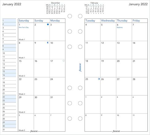 Filofax Calendar Diary Refill, Personal/Compact Size, Month-to-View, White Paper, English, 2024 (C68410-24) in Saudi Arabia