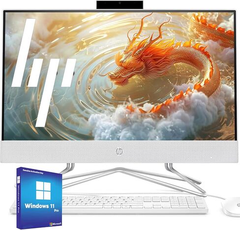 HP All-in-One Desktop PC| 40GB RAM| 512GB PCIe SSD| 22" Full HD Display, Anti-Glare| Intel Dual-core Processor| KB&Mouse| HDMI, USB-C, Wi-Fi 6| Windows 11 | Cashmere White| For Business & Personal Use in Saudi Arabia