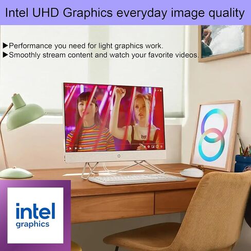HP All-in-One Desktop PC| 40GB RAM| 512GB PCIe SSD| 22" Full HD Display, Anti-Glare| Intel Dual-core Processor| KB&Mouse| HDMI, USB-C, Wi-Fi 6| Windows 11 | Cashmere White| For Business & Personal Use in Saudi Arabia