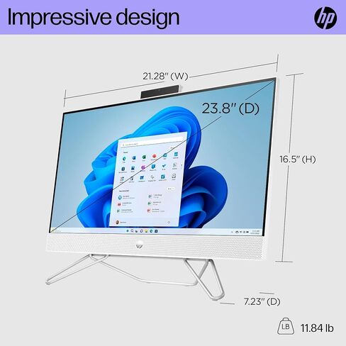 HP All-in-One Desktop PC| 40GB RAM| 512GB PCIe SSD| 22" Full HD Display, Anti-Glare| Intel Dual-core Processor| KB&Mouse| HDMI, USB-C, Wi-Fi 6| Windows 11 | Cashmere White| For Business & Personal Use in Saudi Arabia