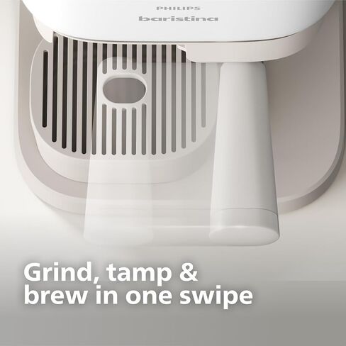 Philips Baristina Espresso Machine+Milk Frother Bundle. Real espresso. Compact coffee machine, portafilter, grinder, Cafe Crema. Dairy & Non-Dairy Milk foam​. Hot & Cold. Easy Clean. White (BAR303/00) in Saudi Arabia