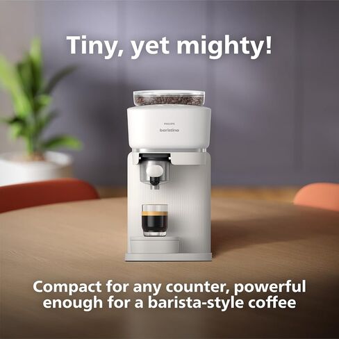 Philips Baristina Espresso Machine+Milk Frother Bundle. Real espresso. Compact coffee machine, portafilter, grinder, Cafe Crema. Dairy & Non-Dairy Milk foam​. Hot & Cold. Easy Clean. White (BAR303/00) in Saudi Arabia