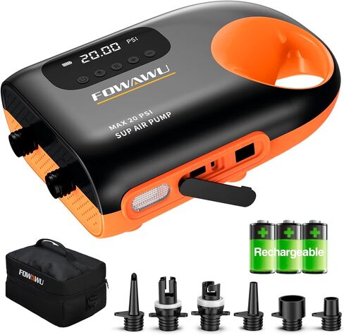 FOWAWU Sup Pump Electric 3 * 7800mAh, 20 PSI Paddle Board Pump Intelligent Dual Stage Inflation & Deflation, Auto-Off, Inflatable Sup Pump SUP Air Pump DC 12V Car Connector in Saudi Arabia