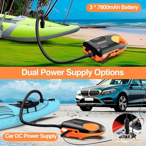 FOWAWU Sup Pump Electric 3 * 7800mAh, 20 PSI Paddle Board Pump Intelligent Dual Stage Inflation & Deflation, Auto-Off, Inflatable Sup Pump SUP Air Pump DC 12V Car Connector in Saudi Arabia