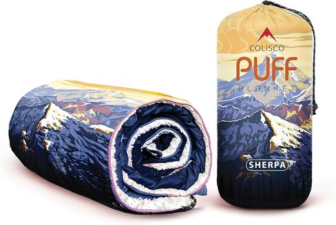 Peaks Sherpa Camping Blanket - 52" X 75" Outdoor Camping Blanket - 100% Recycled Polyester Insulation - Waterproof Travel Blanket - Lightweight Puffer Blanket for Travels and Mountain in Saudi Arabia