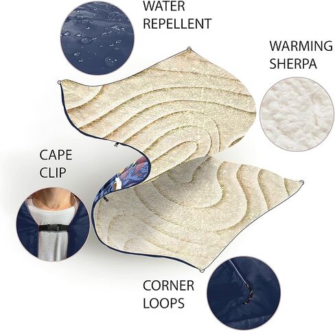 Peaks Sherpa Camping Blanket - 52" X 75" Outdoor Camping Blanket - 100% Recycled Polyester Insulation - Waterproof Travel Blanket - Lightweight Puffer Blanket for Travels and Mountain in Saudi Arabia