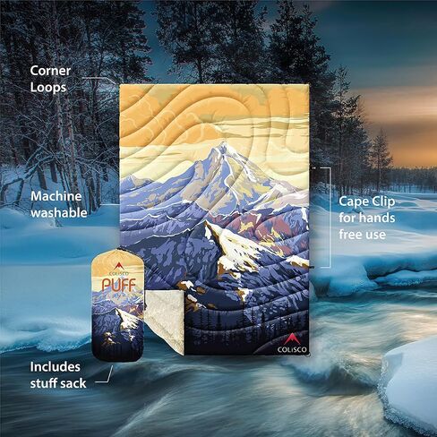 Peaks Sherpa Camping Blanket - 52" X 75" Outdoor Camping Blanket - 100% Recycled Polyester Insulation - Waterproof Travel Blanket - Lightweight Puffer Blanket for Travels and Mountain in Saudi Arabia