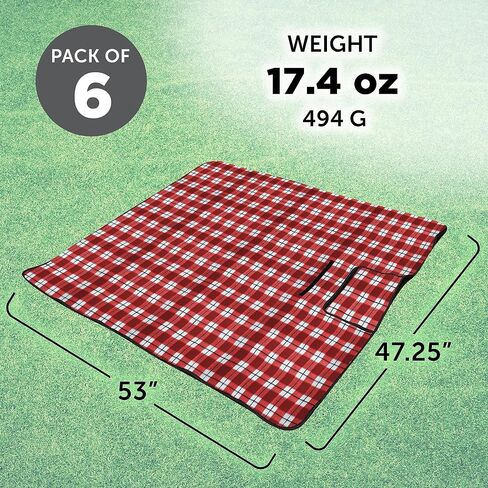 DISCOUNT PROMOS Custom Brookhaven Roll Up Picnic Blankets Set of 6, Personalized Bulk Pack - Great Outdoor Blanket for Camping, Picnic, Beach, Sports, Outdoor Activities - Red in Kuwait