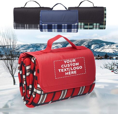 DISCOUNT PROMOS Custom Brookhaven Roll Up Picnic Blankets Set of 6, Personalized Bulk Pack - Great Outdoor Blanket for Camping, Picnic, Beach, Sports, Outdoor Activities - Red in Kuwait