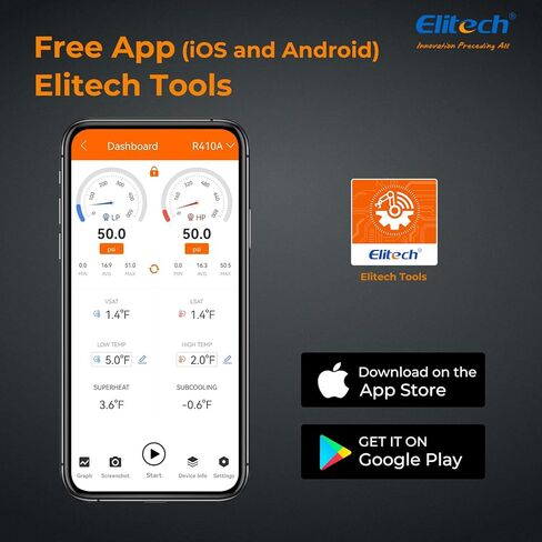 Elitech PT-500 Wireless Refrigeration Digital Pressure Gauge HVAC A/C 1/8'' NPT in Saudi Arabia